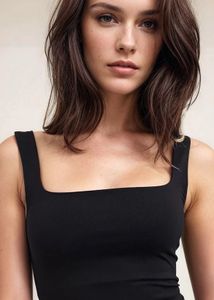 Black Square Neck Tank Top