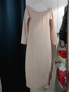 Beige Off Shoulder Dress