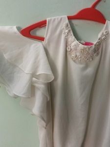 White Cold-Shoulder Top