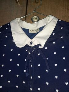 Blue Heart Print Sleevless Shirt