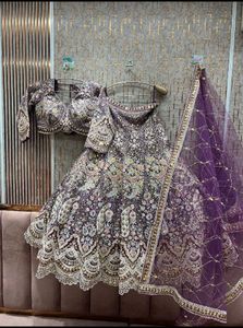 Elegant Purple Embroidered Lehenga Choli Dupatta