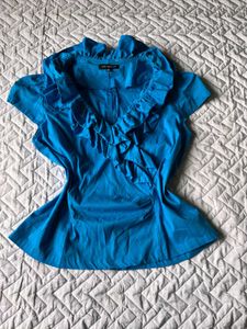 Blue Ruffled Top