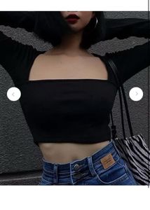 SSS- Black Sqaure Neck Full Sleeve Crop Top