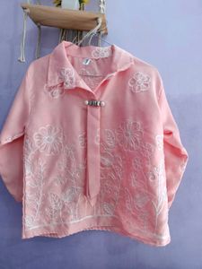 Embroidered Pink Top