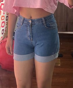 Rolled Hem Denim Shorts
