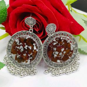 Resin Preserved Rose Silver Earrings