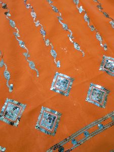 Orange  Saree Chamki Work