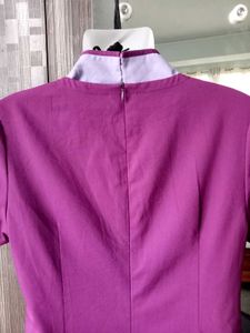 Purple Dress with Mandarin Collar