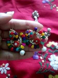 Oxidized Silver Anklet with Earrings