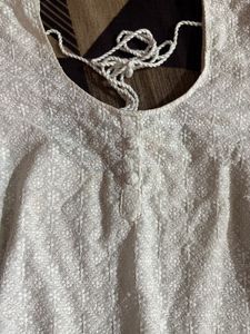 Chickenkari White Kurti Tailored