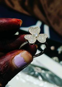 Spining ..Sparkling Clover Ring 925 Silver