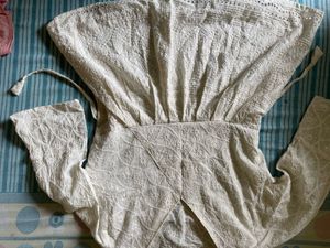 Off White Chikankari Frill Top