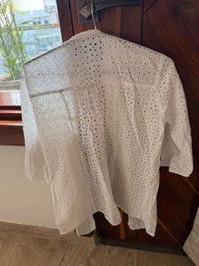 White Lace Open Front Top