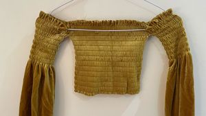 Gold Velvet Off-Shoulder Top