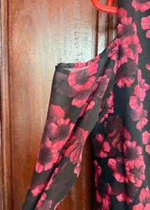Floral Print Black and Pink Dress