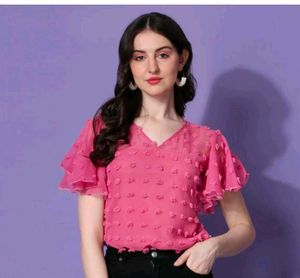 Pink Ruffle Sleeve Top