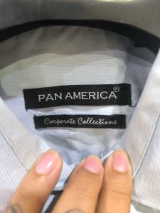 Sky Blue Shirt With White Stripes From Pan Amarica