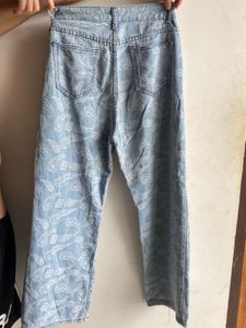 Paisley Print Wide Leg Jeans