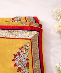 Elegant Yellow Embroidered Saree Only