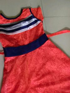 Girl's Coral Rose Print Dress