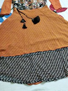 Chic Orange &amp; Print Dress