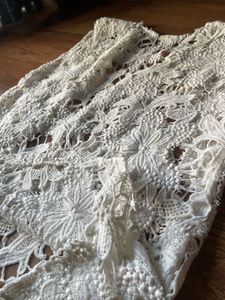 White Floral Lace Vest