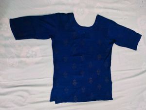 Blue Patterned Short Kurti