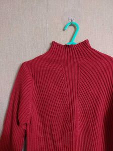 Red Ribbed Knit Turtleneck bodycon