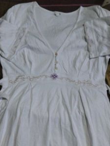 White Embroidered V-Neck Top
