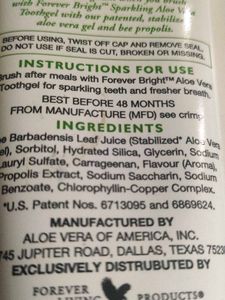 Forever Bright Aloe Vera Toothgel