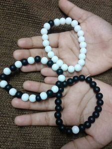 Black &amp; White Beaded Bracelets (Set of 3)combo