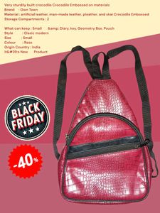 Rose Crocodile Embossed Backpack