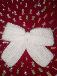 Crochet Back Clip with White Bow