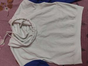 Stylish White Hoodie (Little Bit Stain On Back)