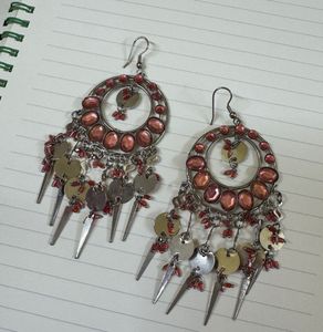 Pink Silver Chandelier Earrings