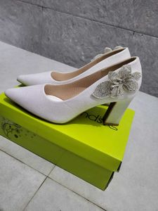 White Glitter Heels