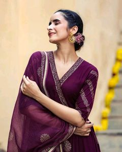 Wine Colour Designer Gown