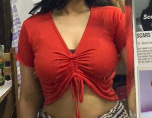 PRICE DROP ✨String Ruch Up V-neck Fitted Crop Top
