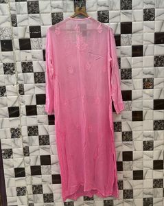 Pink Georgette Resham Chikankari Kurti