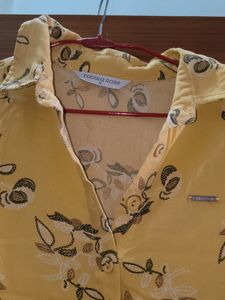 Yellow Coller A Line Dress With Attached Belt