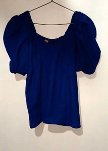 Blue Puff Sleeve Top