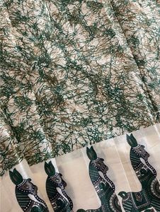 Tussar Silk Green Horse Print Saree