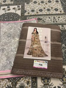 Elegant Brown Striped Saree