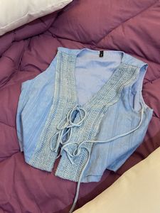 Boho Chic Light Blue Vest