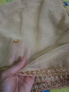 Tan Golden Chudidar And Net Duppata