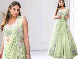 🆕️Faux Georgette Lehenga Saree With Blouse, Shrug
