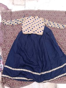 Blue & Beige Two-Piece Set