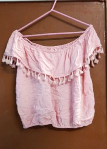 Pink Off Shoulder Top For Women🩷