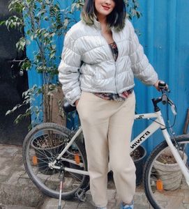 Auth Georgio Armani SILVER down-like poofy jacket