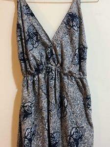 Butterfly Print V Neck Backless Maxi Dress